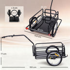 Remorque vélo remorque de transport pour vélo 70 L 155L x 71,5l x 77H cm poignée barre d'attelage universelle pliable acier Charge max. 40 Kg noir-2