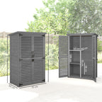 Armoire de Jardin Remise Pour Outils en Bois 2 Étagères Toit Bitumé Portes Persiennes Verrouillable 75 x 50 x 118cm Gris-2