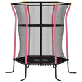Trampoline pour enfant 1,22 x 1,11 x 1,9 m filet de sécurité porte zippée 6 poteaux rembourrés inclus rose noir-0