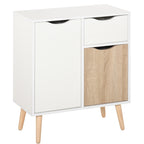 Buffet Meuble de Rangement Design scandinave 2 placards tiroir Coulissant Bois Blanc chêne Clair-0