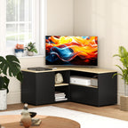 Meuble TV d'angle banc télévision jusqu'à 40 pouces avec 2 placards et 3 niches 90 x 90 x 45 cm chêne et noir-7