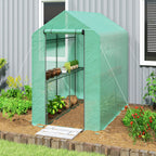 Serre de jardin PE étagère 2 niveaux, serre de balcon, bâche renforcée 140 g/m², châssis en acier, 186x120x190cm, vert-1