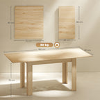 Table à manger extensible, table de cuisine rectangulaire, pour 6-8 personnes, 140-180 x 80 cm, effet bois naturel-2