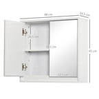 Armoire Murale Miroir Salle de Bain 2 étagères dim. 48L x 14l x 45H cm Panneaux Particules MDF Blanc-2