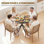 Table à manger ronde pour 2 personnes avec plateau aspect bois et piètement croisé en acier, marron-3