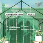 Serre de jardin PE étagère 2 niveaux, serre de balcon, bâche renforcée 140 g/m², châssis en acier, 186x120x190cm, vert-3