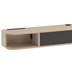 Meuble TV suspendu, meuble télé pour téléviseur jusqu'à 60 pouces, tiroir rabattable 2 étagères 140x24x16cm bois naturel-8