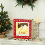 Calendrier de l'Avent LED, décorations de Noël en bois, 24 tiroirs à remplir, décoration lumineuse, rouge-9