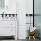 Meuble colonne rangement salle de bain 2 placards 3 étagères réglables style contemporain 30 x 28 x 152,5 cm blanc-1