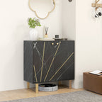 Buffet de rangement avec 2 portes et étagère réglable pieds en métal 76 x 35 x 77 cm ton marbre noir-7