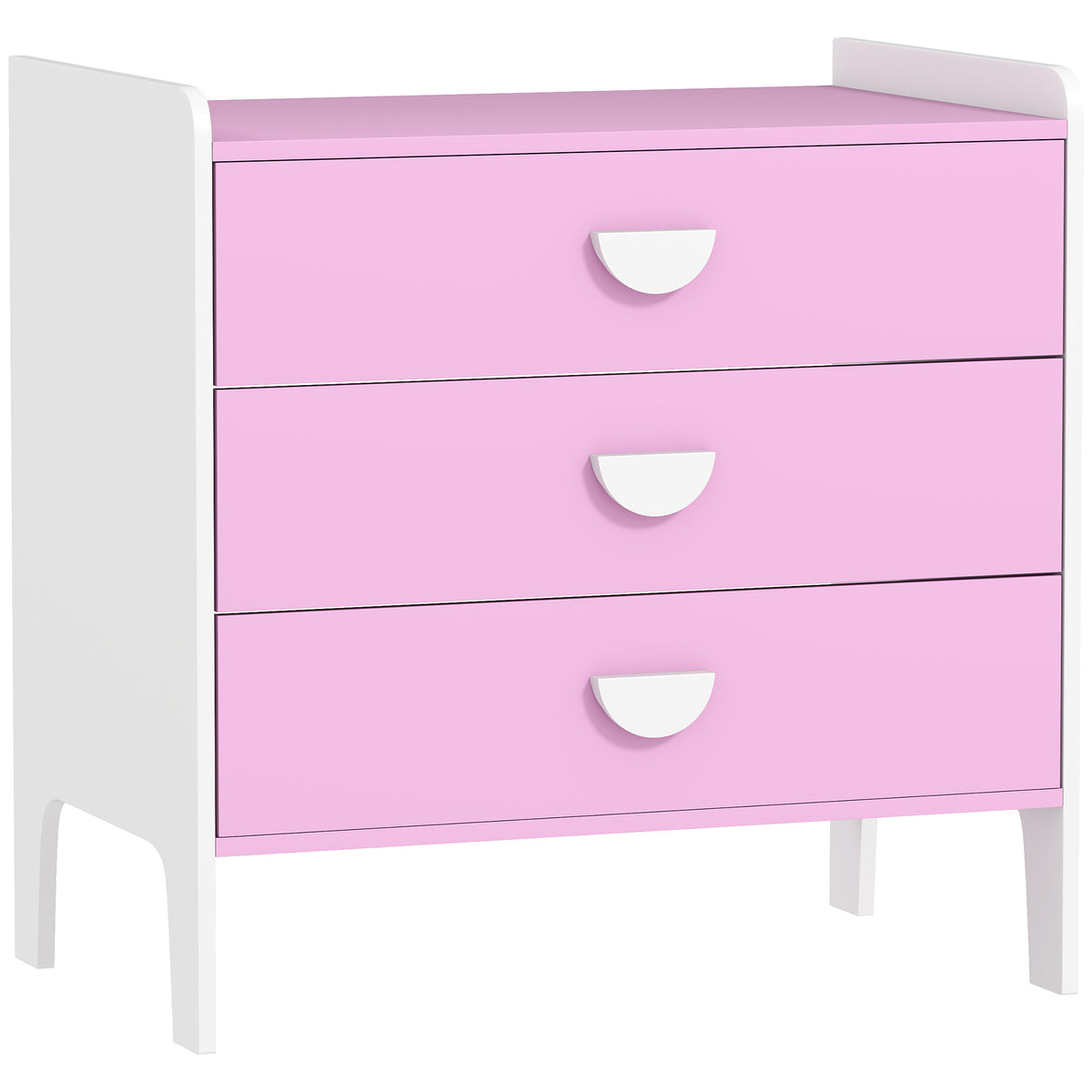 Commode pour enfants, commode rangement 3 tiroirs pour chambre d'enfant, crèche, salle de jeux, 60 x 40 x 60 cm, rose-0