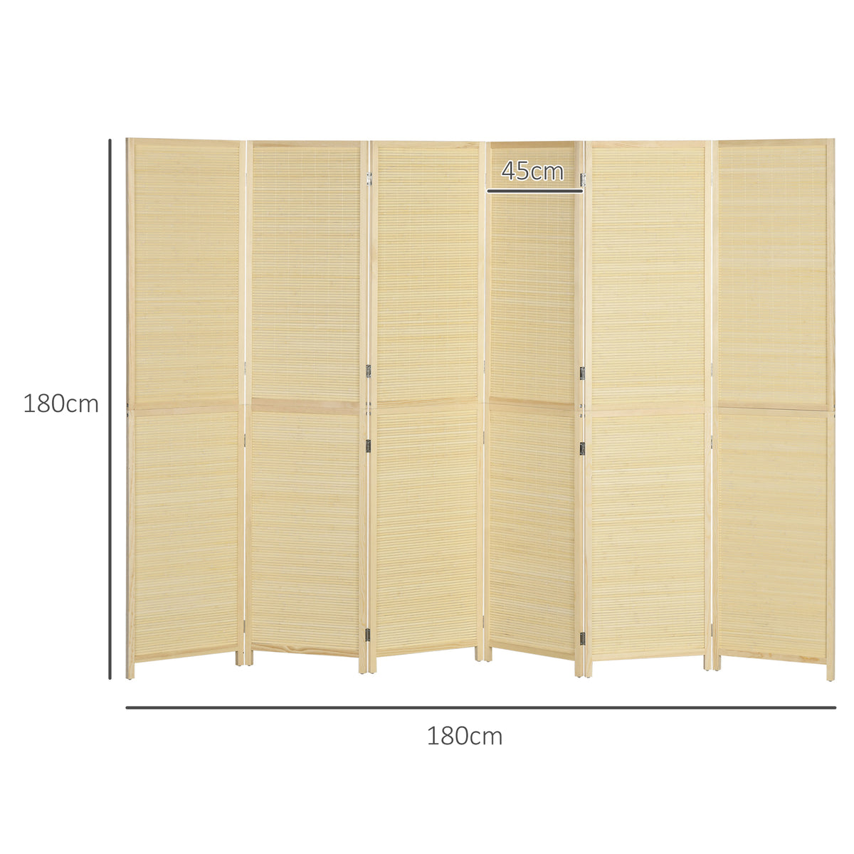 Paravent en bois de bambou 6 panneaux 270 x 180 cm séparateur de pièce cloison de séparation pliable - naturel-2