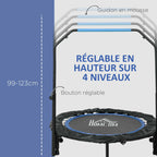 Trampoline de fitness gymnastique avec poignée réglable, pliable, 6 pieds, 28 ressorts Ø 102 cm, noir bleu-3