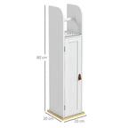 Meuble de salle de bain support papier toilette avec placard et étagères réglables 20 x 20 x 80 cm blanc-2