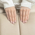 Canapé Convertible 2 Places Design scandinave Dossier inclinable 3 Positions Pieds Bois Tissu Aspect Lin Beige-3