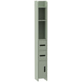 Meuble Colonne de Salle de Bain, Armoire Toilette Haute avec Étagères et Placards - 15 x 17 x 120 cm, Vert Clair-0