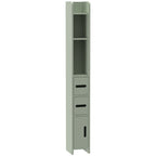 Meuble Colonne de Salle de Bain, Armoire Toilette Haute avec Étagères et Placards - 15 x 17 x 120 cm, Vert Clair-0