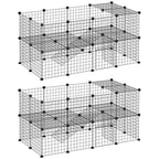 Cage parc clôture pour animaux domestiques enclos pour petits animaux modulable 2 niveaux 72 panneaux bords arrondis-0