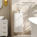 Meuble Mural de Salle de Bain, Étagère Réglable en Verre Trempé, Porte sans Poignée, Moderne, 30x23,4x71,2cm, Blanc-4