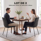 Lot de 2 Chaises de Salle à Manger, Chaises Cuisine Rembourrées en Velours, Dossier Incurvé, Pieds en Métal, Gris Foncé-3