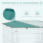 Parc pour chien, enclos chien 6 panneaux avec toit, modulable et pliable, enclos portable 60H cm avec porte, clôture pour chat, chiens de petit taille, intérieur et extérieur, argent, vert-5