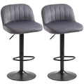 Lot de 2 tabourets de bar design contemporain avec repose-pieds hauteur réglable et pivotant gris-0