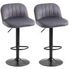 Lot de 2 tabourets de bar design contemporain avec repose-pieds hauteur réglable et pivotant gris-0