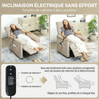 Fauteuil Relax Électrique Massant et Chauffant en Velours, Ultra Silencieux, Inclinable, Port USB, 82x99x106cm, Beige-4
