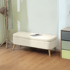 Banc de rangement, bout de lit avec couvercle, pieds en bois, capacité 65 L, jusqu'à 220 kg, 120x42x45cm, beige-9