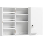 Armoire à pharmacie murale, armoire à médicaments avec double porte verrouillable 2 clés, 53x20x53cm, blanc-0