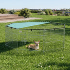 Parc pour chien, enclos chien 8 panneaux avec toit, modulable et pliable, enclos portable 60H cm avec porte argent vert-8