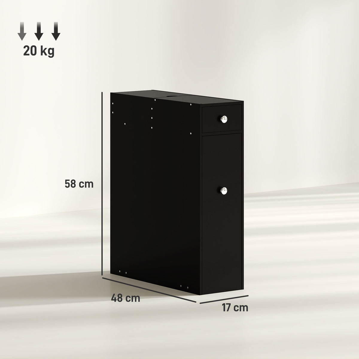 Meuble pour toilette salle de bain avec rangement papier toilette - 2 tiroirs organisateur en MDF - 17 x 48 x 58 cm-2