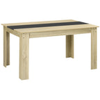 Table de salle à manger pour 6 personnes en bois aspect naturel et noir, dim. 140L x 90l x 75H cm-0