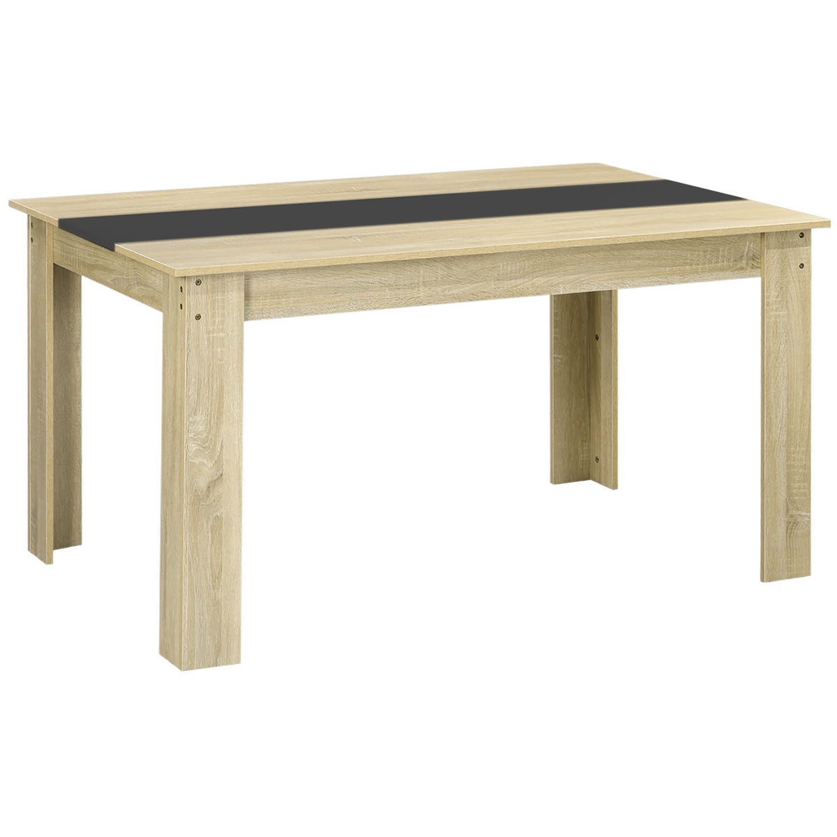Table de salle à manger pour 6 personnes en bois aspect naturel et noir, dim. 140L x 90l x 75H cm-0