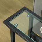 Table d'appoint étroite, bout de canapé en métal avec porte-revues et plateau en verre trempé, 40 x 18 x 55,5 cm, noir-8