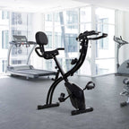 Vélo d'Appartement Pliable 4-en-1 - Ergomètre Magnétique Silencieux avec Cordes de Résistance - Sport Maison et Cardio-training avec Roulettes, Selle Confort et LCD (Max 120kg), Noir-9