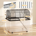 Cage hamster cage rongeur 2 étages avec roulettes plate-forme et échelle en fil d'acier 57 x 43 x 57 cm noir-2