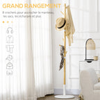 Portemanteau sur pied portant à vêtements vestiaire 8 patères meuble d'entrée pour vêtements chapeaux entrée-4
