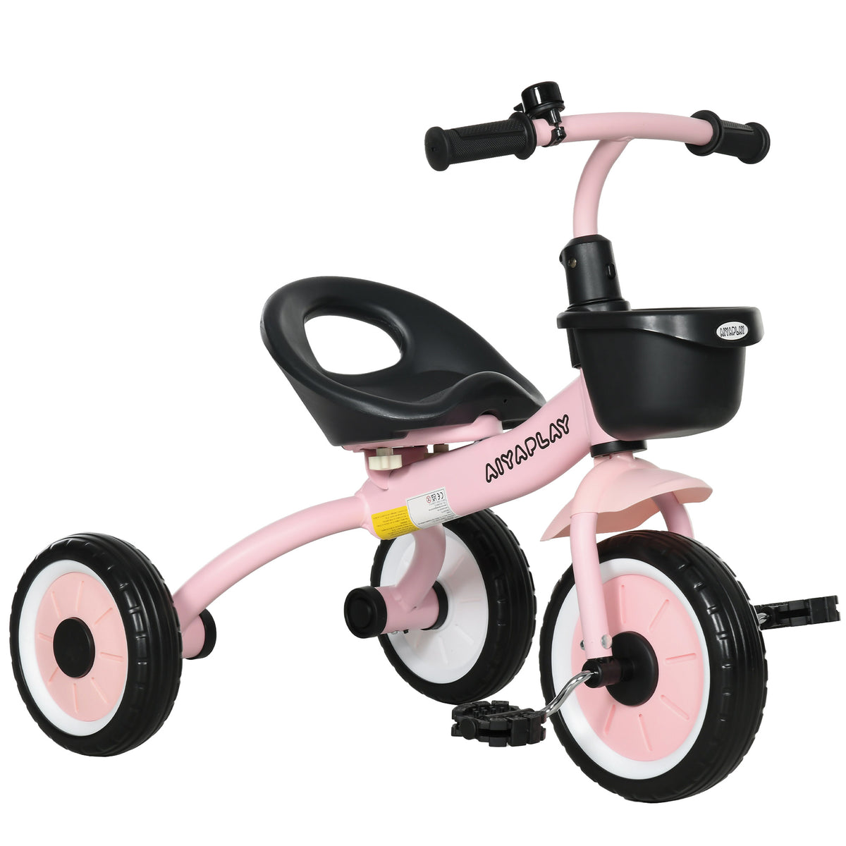 Tricycle enfants avec sonnette et panier selle réglable avec dossier - pour enfant de 2 à 5 ans rose-0