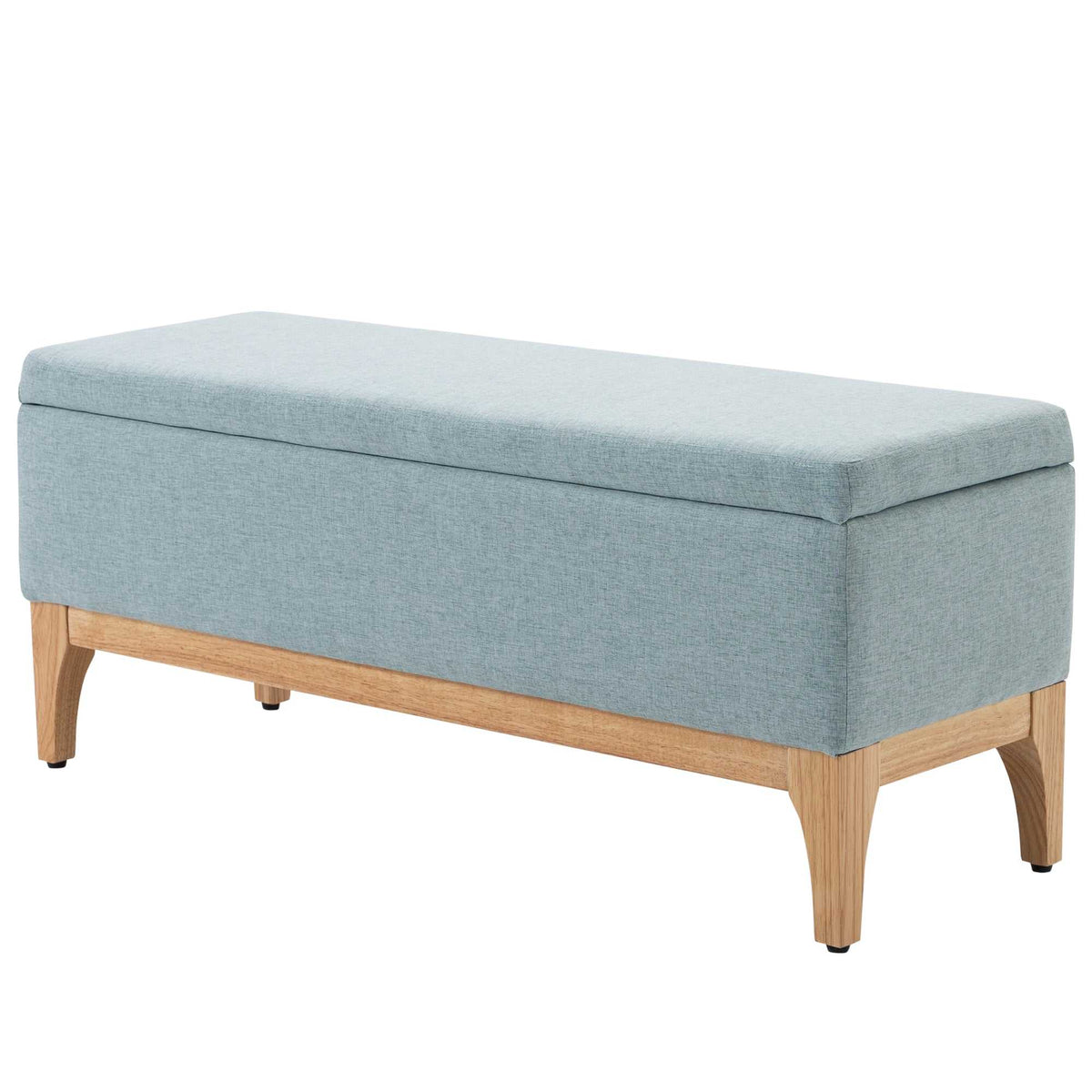 Banc de rangement, coffre de rangement avec couvercle amovible style scandinave, bout de lit en tissu lin, 110 x 39 x 45 cm, vert clair-0