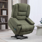 Fauteuil releveur relax électrique, fonction massage et chaleur, inclinaison réglable, repose-pied, télécommandes, vert-9