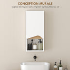 Armoire murale de salle de bain avec porte à fermeture douce, étagère réglable et compartiment ouvert, 30x17x67cm, blanc-3