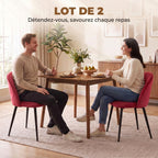 Lot de 2 Chaises de Salle à Manger, Chaises de Cuisine Rembourrées sans Accoudoirs, Pieds en Acier, 52x55x79cm, Bordeaux-3