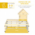 Clapier en bois enclos pour animaux villa pour lapin 2 niveaux avec aire de course rampe et portes verouillables-3