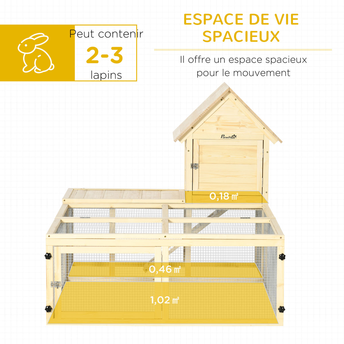 Clapier en bois enclos pour animaux villa pour lapin 2 niveaux avec aire de course rampe et portes verouillables-3
