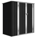Abri de Jardin en Métal 1,37m², Toit Incliné, 2 Portes Verrouillables, Gants, Anti-UV, 163x89x163cm, Gris Foncé-0
