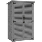 Armoire de Jardin Remise Pour Outils en Bois 2 Étagères Toit Bitumé Portes Persiennes Verrouillable 75 x 50 x 118cm Gris-0