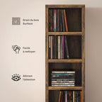 Rangements pour CD et DVD avec 12 compartiments, capacité max. 204 CD, 21 x 20 x 175 cm, brun rustique-4