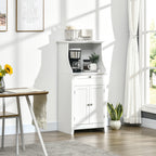 Meuble armoire micro-ondes pour cuisine avec 1 tiroir, 2 Portes 60 x 40 x 122,5 cm - MDF - Blanc-1