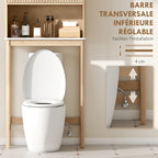 Meuble WC dessus de toilette meuble toilettes WC rangement avec placard à double porte étagères 66 x 25 x 168 cm, chêne-9